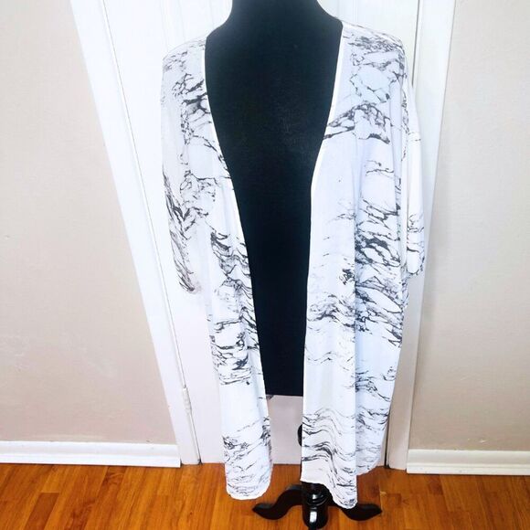 Women's Cardigan, Kimono, Marbled Print - Picture 2 of 12